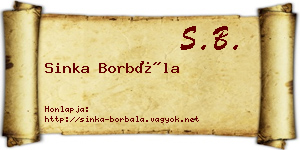 Sinka Borbála névjegykártya