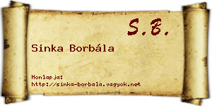 Sinka Borbála névjegykártya